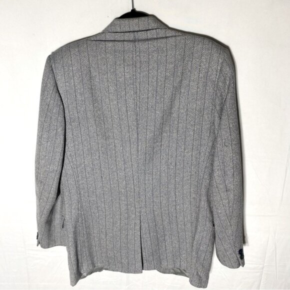 Vintage Wm H Leishmans Light Grey Herringbone Lambswool Silk Blend Blazer 40R - Picture 2 of 15